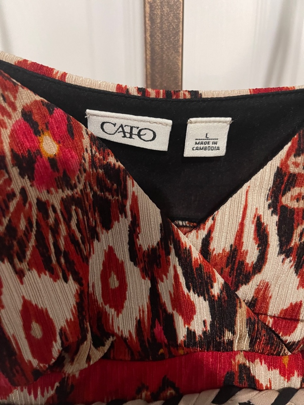 Cato Red Ikat-Print Spaghetti Strap Tank Top - Picture 2 of 3